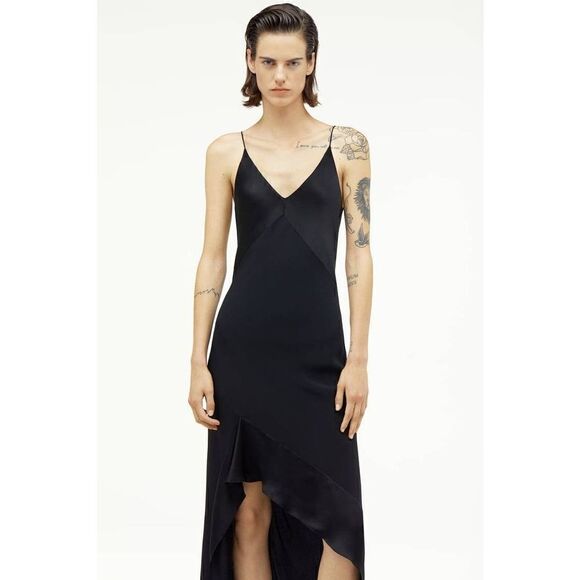NWT Zara pure silk MULBERRY NARCISO RODRIGUEZ SLIP BLACK DRESS ZARA L - Picture 6 of 13